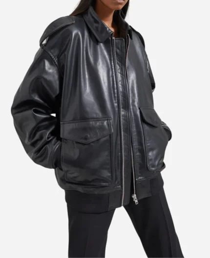 Strret Style New York City Diane Kruger Black Leather Jacket