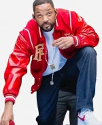 Summertime Ball 2025 Will Smith Leather Sleeves Red Varsity Jacket 
