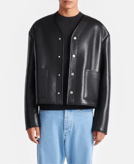 Super Bowl LVIII Justin Bieber Black Leather Jacket