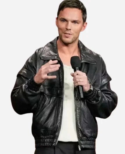 Superman 2025 Nicholas Hoult Black Leather Jacket