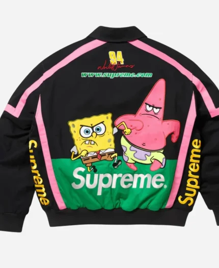 Supreme Spongebob Squarepants Jeff Hamilton Black Racing Jacket