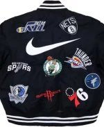 Supreme X Nike X NBA Teams Warm Up Black Letterman Varsity Jacket