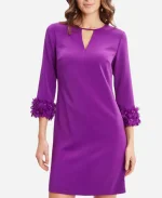 TV-Series Access Daily 2025 Alison Triessl Floral Applique Sleeve Purple Dress