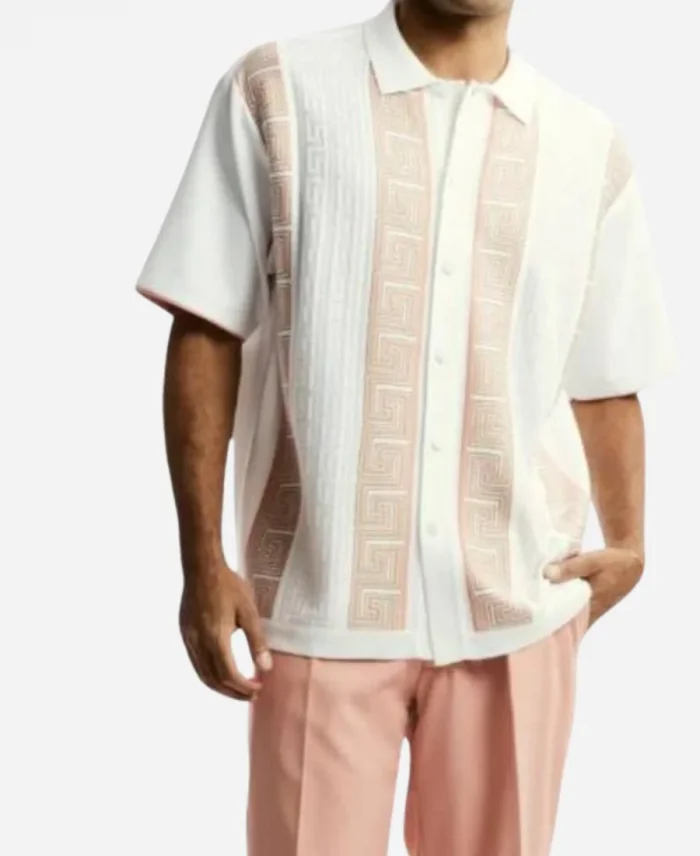 TV-Series Americas Got Talent Season 20 White & Pink Printed Striped Shirt