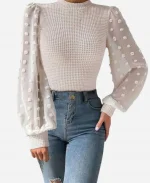 TV-Series Destination X Season 01 2025 Tai Lowry Mesh Dot Sleeve Sweater
