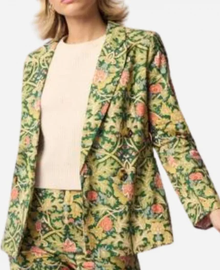 TV-Series Jeopardy Masters Season 03 Adriana Harmeyer Green Floral Printed Blazer
