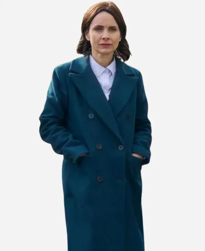 TV-Series Laura Fraser Patience SO1 2025 Bea Metcalf Blue Wool Coat