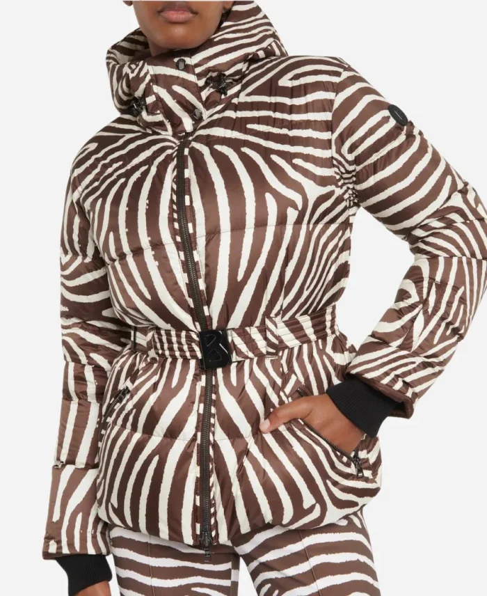 TV Series Nine Perfect Strangers Christine Baranski Puffer Zebra Ski Coat