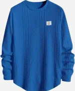 TV-Show Americas Got Talent S20 Maceo Harrison Blue Cable Knit Sweater