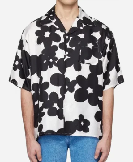TV Show Manhã CM 2025 Rui Oliveira Nunes Black And White Floral Shirt
