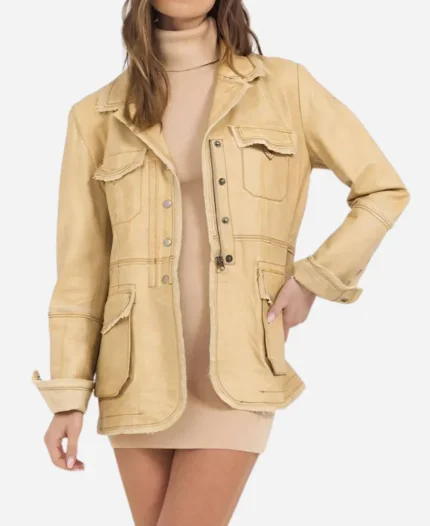 TV-Show The Kelly Clarkson Show 2025 Hoda Kotb Beige Leather Jacket
