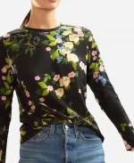 TV-Show The Today Show 2025 Aliya LeeKong Black Floral Long Sleeve Top