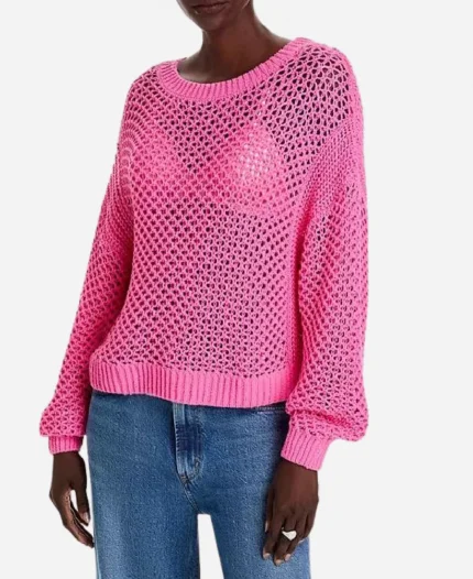 TV Show The Today Show 2025 Hoda Kotb Pink Open Stitch Sweater For Sale