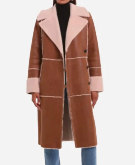 TV-Show Top Chef S22 Gail Simmons Brown Double-Breasted Suede Trench Coat