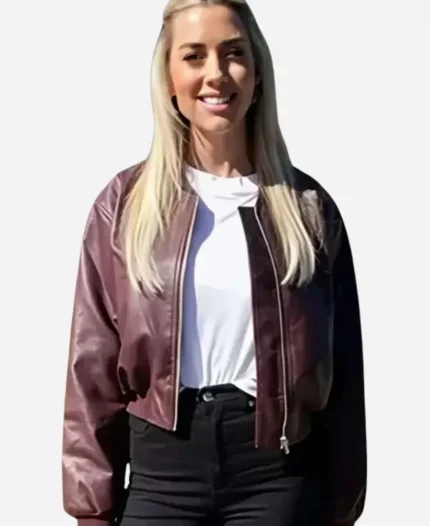 The Flip Off 2025 Heather Rae El Moussa Burgundy Leather Jacket