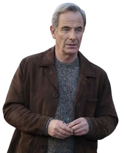 The Game 2025 Robson Green Brown Suede Jacket