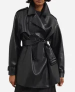 The Life List 2025 Carson Black Leather Trench Coat