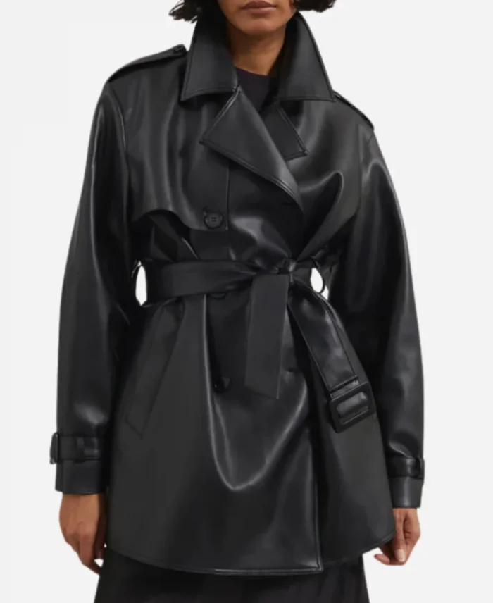 The Life List 2025 Carson Black Leather Trench Coat