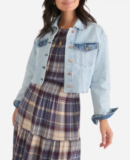 The Motherhood 2025 Patchwork Blue Denim Jacket