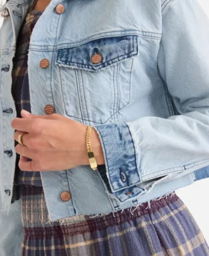 The Motherhood 2025 Patchwork Blue Denim Jacket - Jacket Era