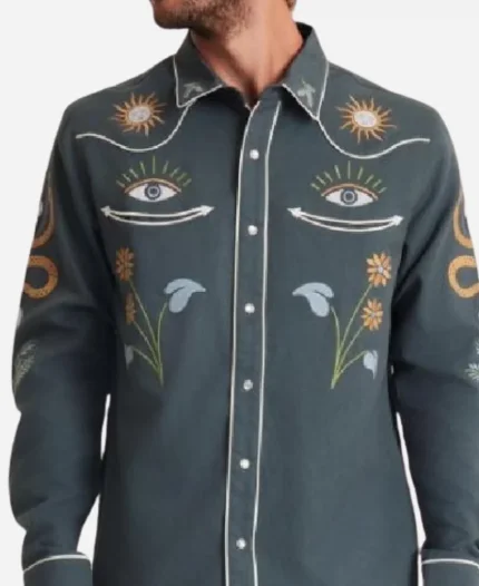 The Phoenician Scheme 2025 Bill Murray Deep Blue Western Shirt