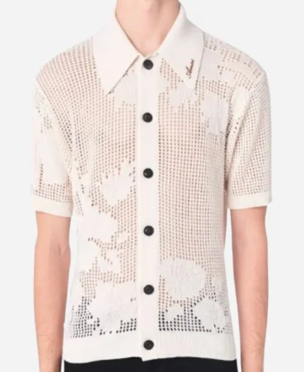 The Today Show 2025 Kirk Franklin White Floral Mesh Shirt