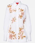 The Today Show 2025 Savannah Guthrie White Embroidered Cotton Poplin Shirt For Women