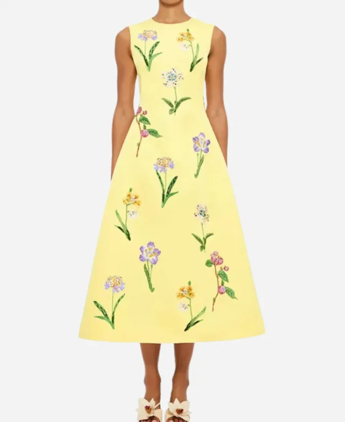 The Today Show Savannah Guthrie Yellow Floral Midi Dress For Sale