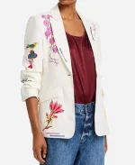 The View 2025 Season 28 Ana Navarro Embroidered White Printed Blazer