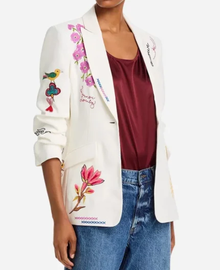 The View 2025 Season 28 Ana Navarro Embroidered White Printed Blazer
