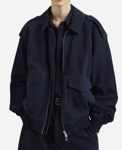 The View Matteo 2025 Lane Navy Blue Suede Leather Jacket