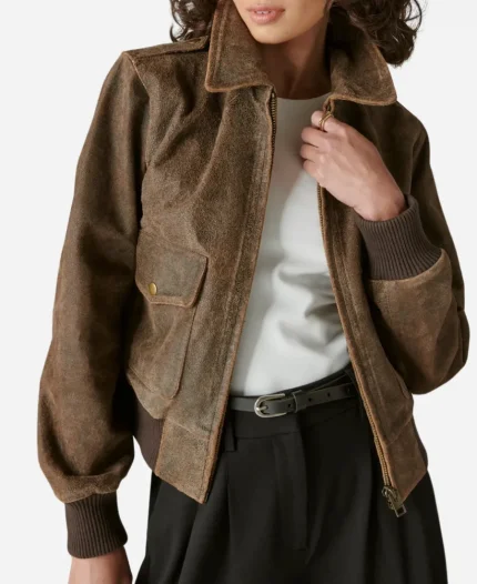 The Walking Dead Dead City 2025 Ginny Brown Bomber Leather Jacket