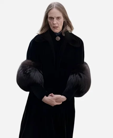 The Walking Dead Dead City S02 Fur Cuffs Black Coat