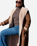 Top Chef S22 Gail Simmons Brown Suede Trench Coat