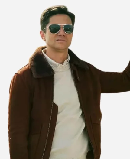 Topher Grace The Waterfront Shearling Brown Jacket