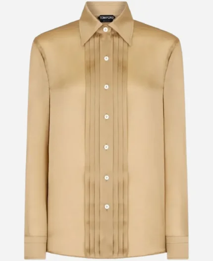 Tv Series Your Friends And Neighbors 2025 Lena Hall Light Gold Pleated Blouse