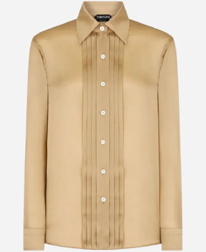 Tv Series Your Friends And Neighbors 2025 Lena Hall Light Gold Pleated Blouse