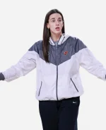 WNBA Indiana Fever Nike Logo Windrunner White And Grey Hoodie JacketÂ