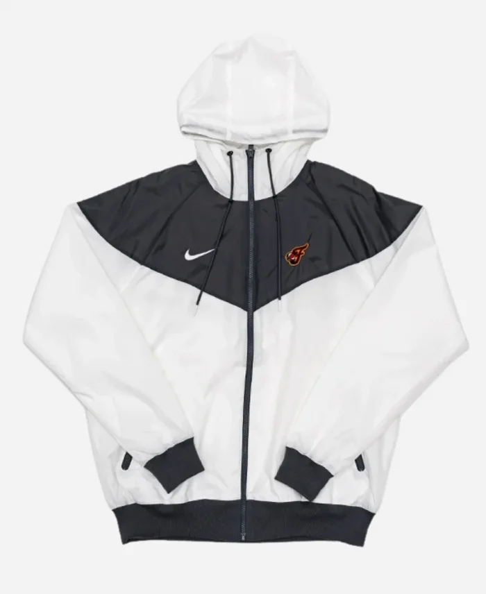 WNBA Indiana Fever Nike Logo Windrunner White And Grey Hoodie Jacket For Sale