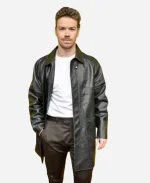 Will Poulter Death of a Unicorn Black Leather Coat