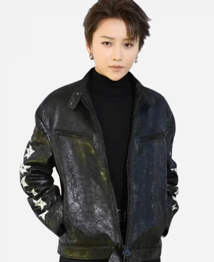 iHeartRadio Music Awards 2024 Xin Liu Stars Black Leather Jacket