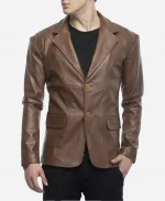 2 Button Lambskin Leather Blazer
