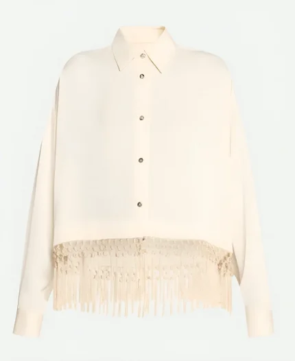 Access Hollywood 2025 Jenna Bush Hager Fringe Trim Satin Shirt
