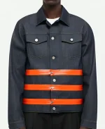 Access Hollywood 2025 Scott Evans Denim Orange Striped Jacket