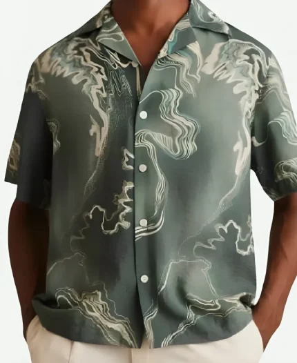 Access Hollywood 2025 Scott Evans Short Sleeve Printed Green Shirt