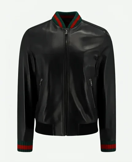 Adam Devine Gucci Black Leather Jacket