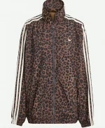 Adidas Leopard Firebird Oversized Brown Track Jacket