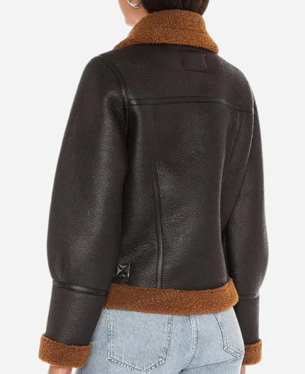 Ainsley Seiger Law & Order Organized Crime Jet Slootmaekers Black Shearling Leather Jacket