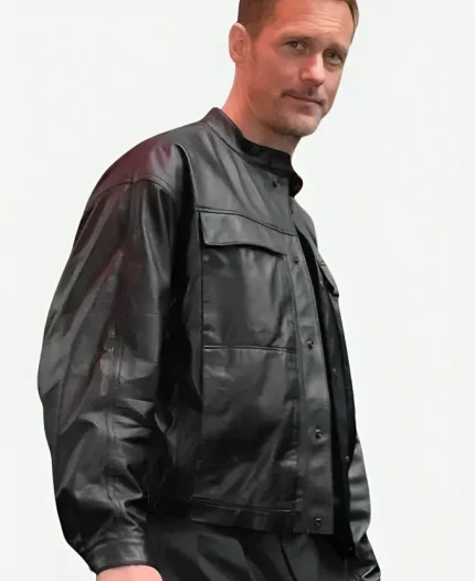 Alexander Skarsgard Murderbot S01 Black Leather Jacket
