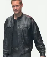 Alexander Skarsgård TV Series Murderbot Premiere 2025 Black Leather Jacket
